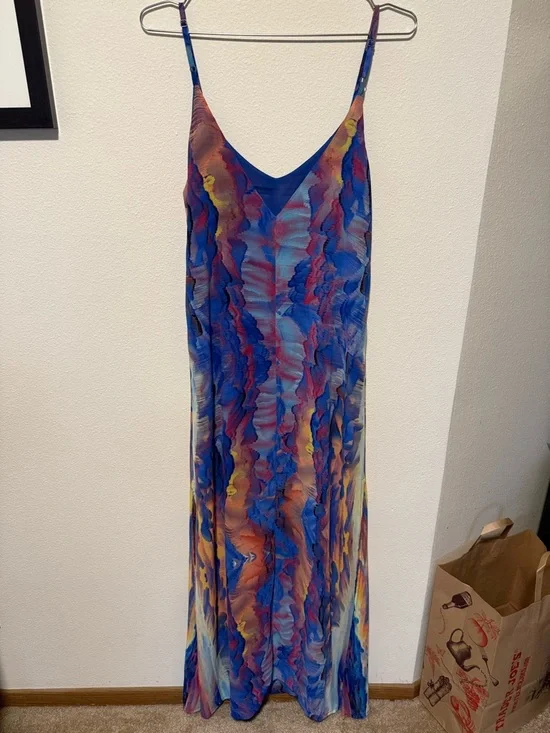 Lulu's Blue Multicolor Slip Maxi Dress - Picture 2 of 3